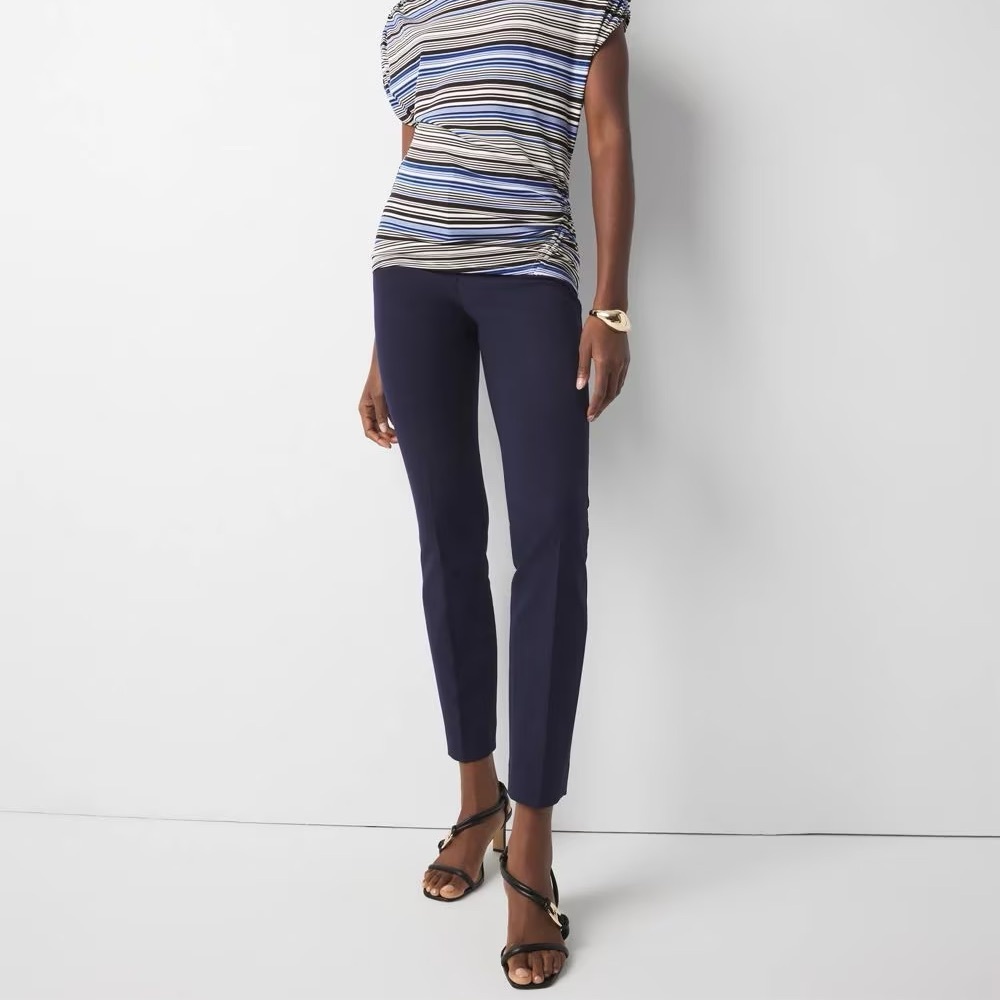 WHBM Elle Navy Slim Ankle Pants